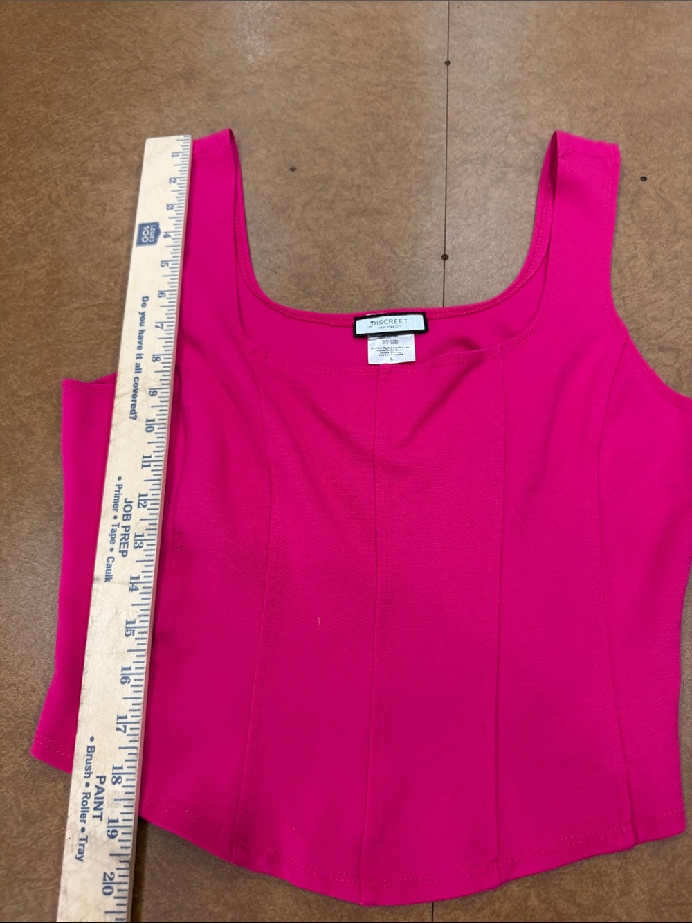 Discreet NYC Hot Pink Square Neck SemiCrop Tank • Size Large - Picture 4 of 5